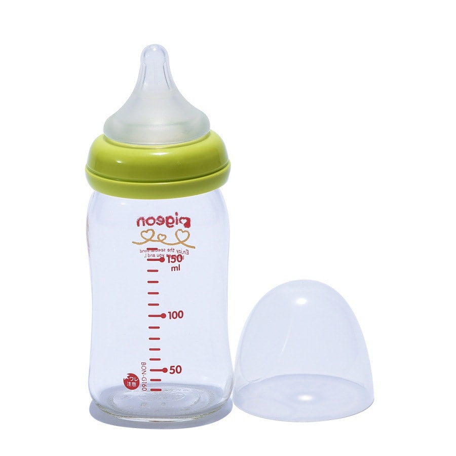Breast Feel Baby Bottle Heat-Resistant Glass #LightGreen 160ml