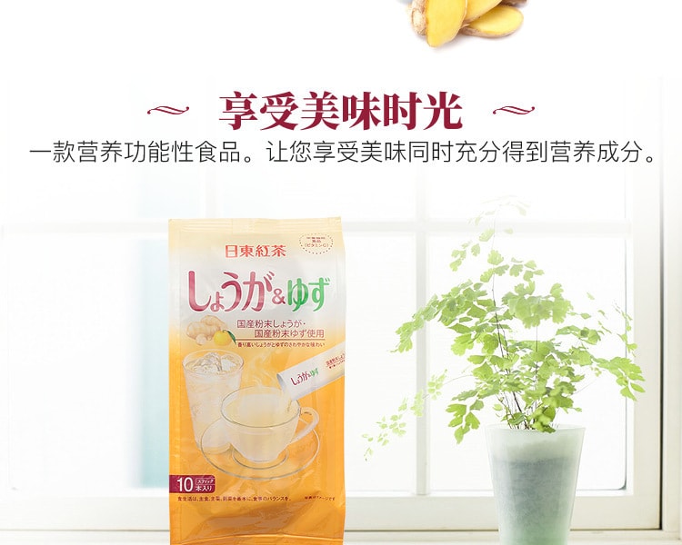 [日本直邮] 日本NITTOH-TEA日东红茶 生姜柚子茶速溶冲剂 10包
