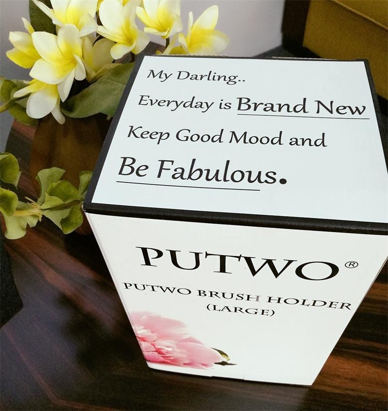 PuTwo 有盖防尘亚克力化妆刷盒纯情少女粉色款