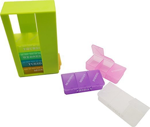 7 Days Weekly Pill Dispenser with 3 Compartments Pill Box_Rainbox
