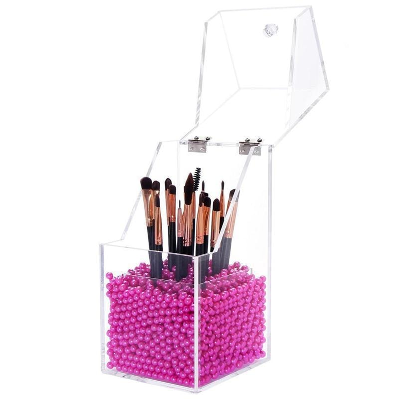 Acrylic Makeup Organizer with Rosy Pearls 5MM Case Large