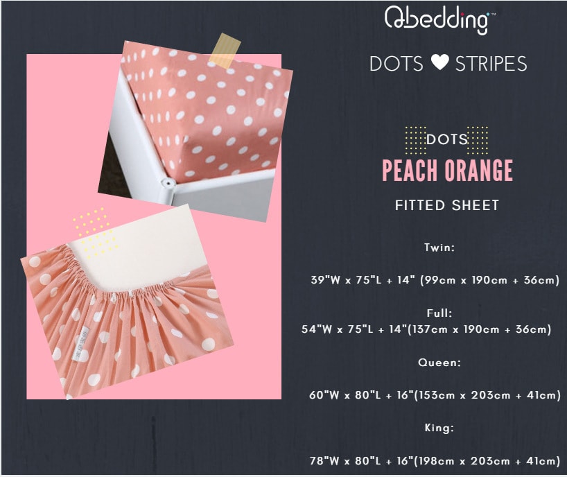 Polka Dots Fitted Sheet #PeachOrange King Size