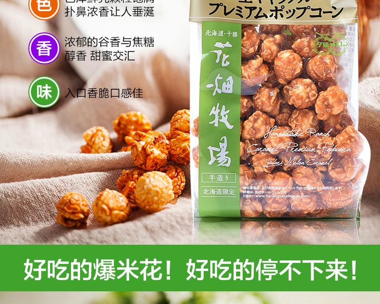 [日本直邮] 日本HANABATAKE花田牧场 北海道生焦糖爆米花 哈蜜瓜味 90g