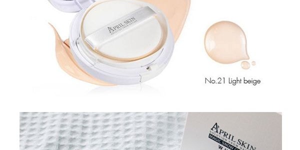 【赠品】韩国APRIL SKIN 魔法雪白白色气垫粉底 #21亮白肤色 SPF50+PA+++ 15g