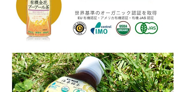 日本海东铭茶 有机手摘金花普洱茶 500ml USDA认证 专用JAS茶园