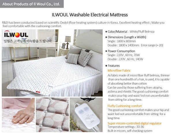 Ilwoul Micro Fiber Washable Electric Heating Mat 110V [Queen: 79in X 59in]