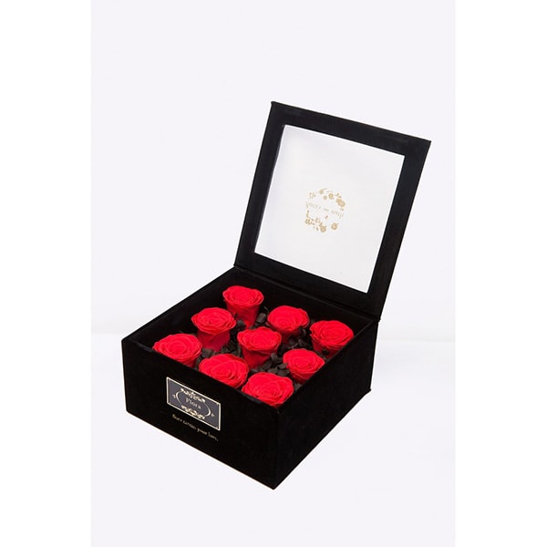 美国芙罗拉之誓 永生红玫瑰 长情系列 热恋 9朵黑色礼盒装