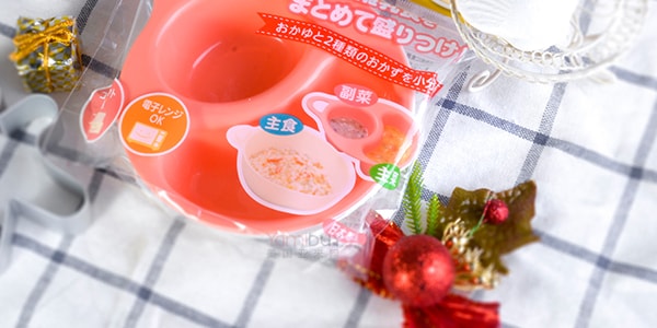 日本INOMATA 儿童使用双层饭菜可分离盘 粉红色 5M+ 可微波