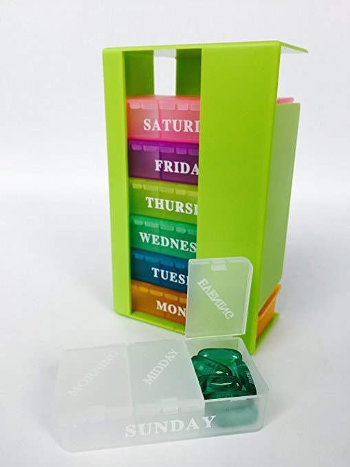 7 Days Weekly Pill Dispenser with 3 Compartments Pill Box_Rainbox