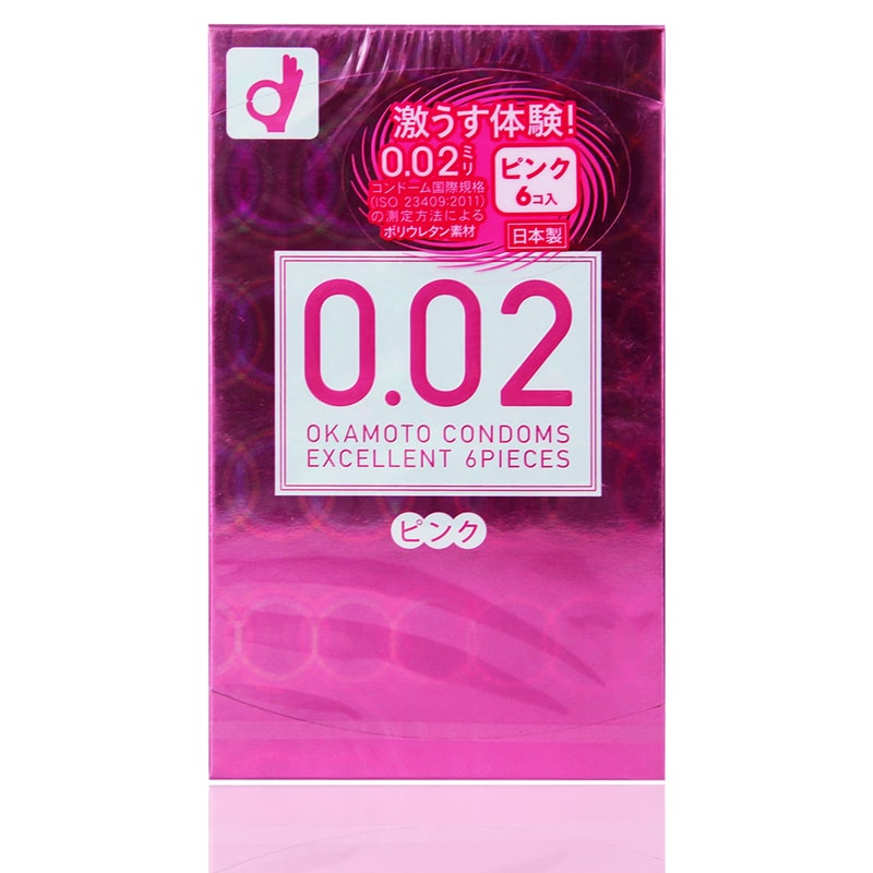 日本OKAMOTO岡本 002保險套 #粉紅色超薄 6裝