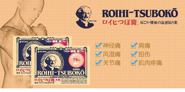 日本ROIHI TSUBOKO 肩部背部熱感消炎鎮痛彈性貼 78片入