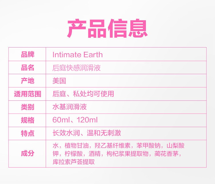 INTIMATE EARTH Soothe 女用后庭抗菌润滑液 60ml