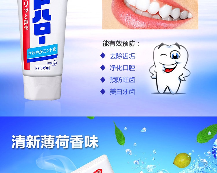 [日本直邮] 日本KAO花王 薄荷药用美白牙膏防蛀消炎 165g