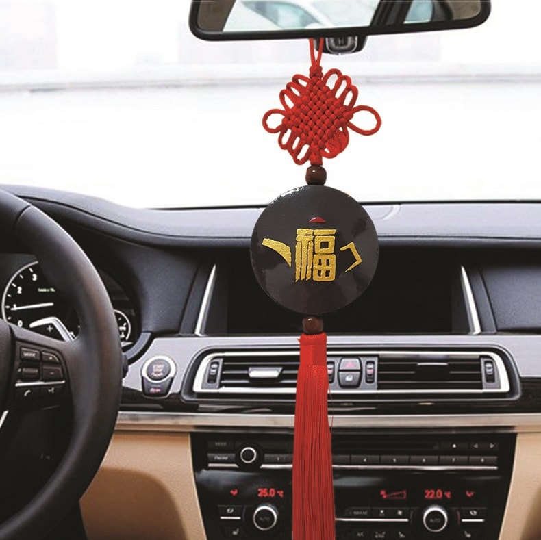 Chinese Character "Fu" Activated Carbon Car Mirror Hanging Decoration