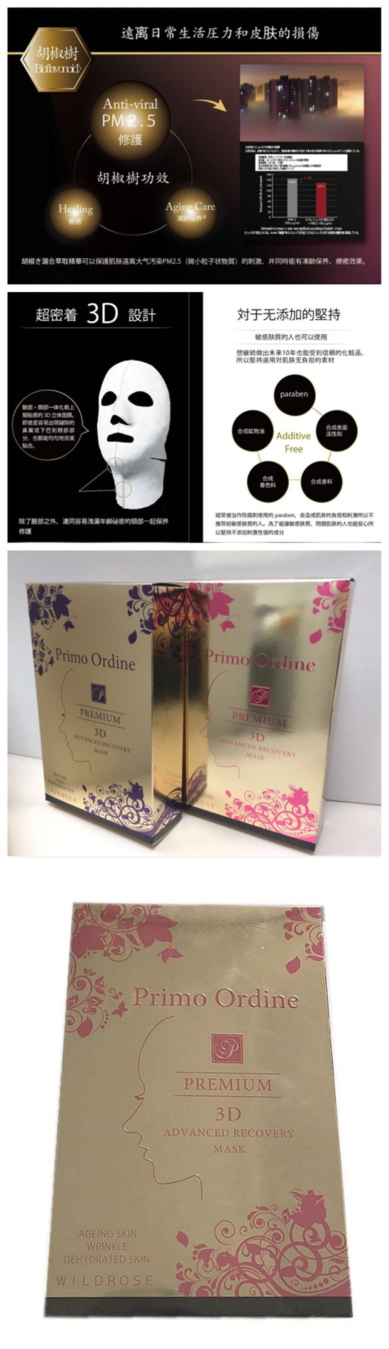 [日本直效郵件] PRIMO ORDINE 3D面膜 野玫瑰香 6片裝