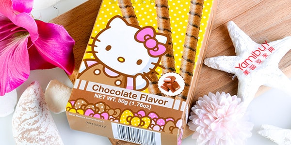 日本SANRIO三利欧 HELLO KITTY 注心巧克力蛋卷 巧克力口味 50g 