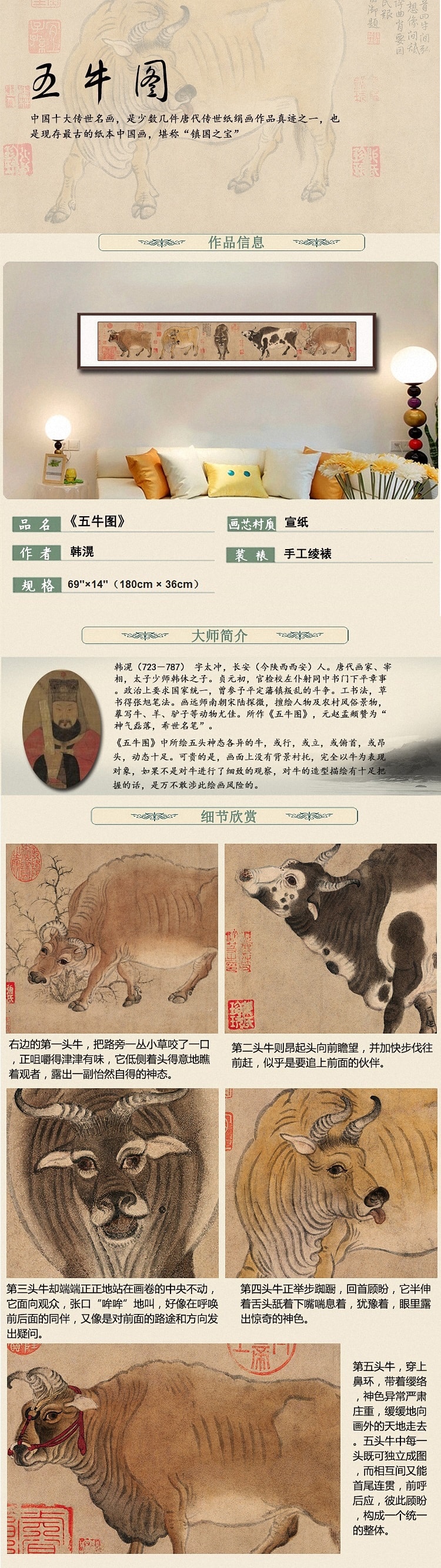 Chinese Painting of Five Oxens