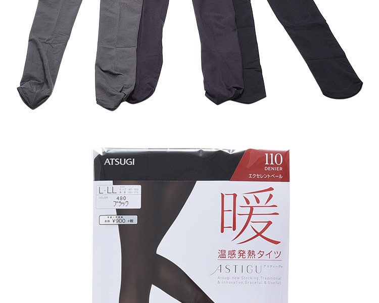 [日本直邮] 日本ATSUGI厚木 暖 110D 温感发热丝袜 黑色 L-LL