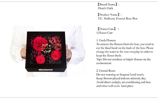 FLORA'S OATH Eternal T.C. Mulberry 3 Red Roses in Black Box
