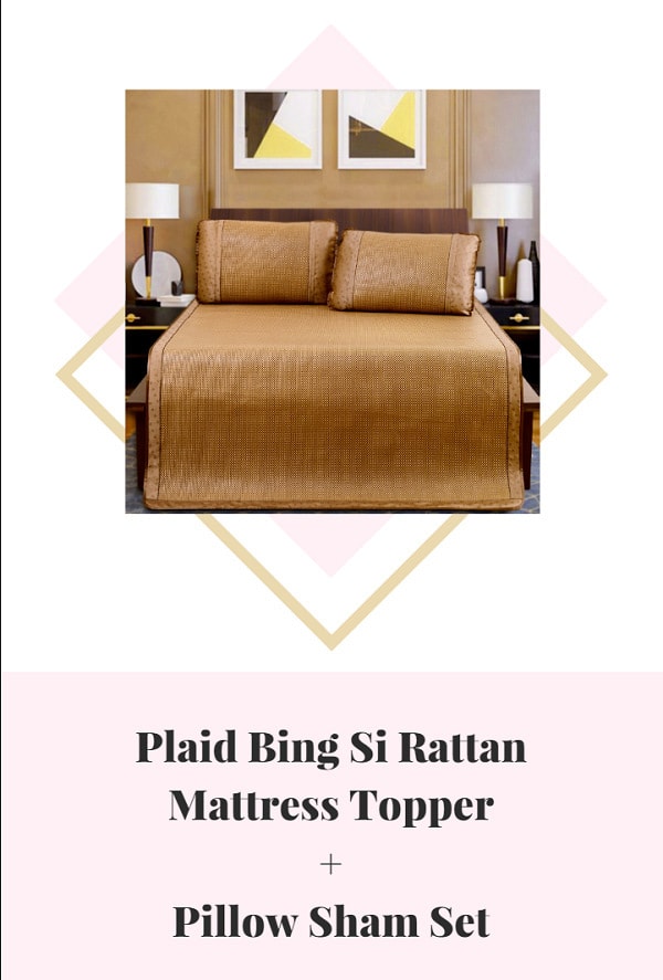 Plaid Bing Si Rattan Mattress Topper Queen Size 3pcs