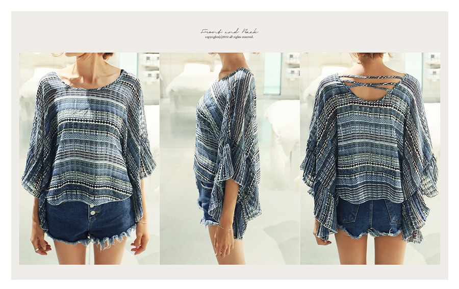 [Limited Quantity Sale] Wide Wings Refreshing Chiffon Blouse One Size(Free)