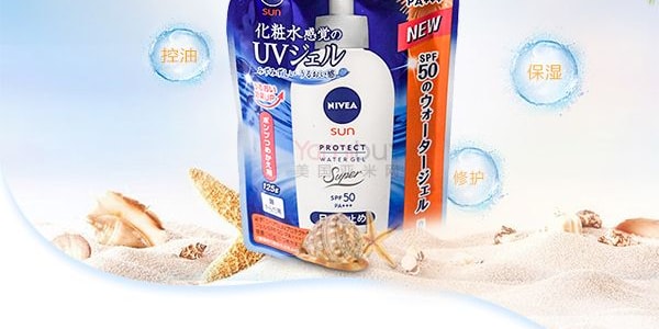 日本KAO花王 NIVEA水感清爽強力防曬凝露 替換裝 SPF50 PA+++ 125g