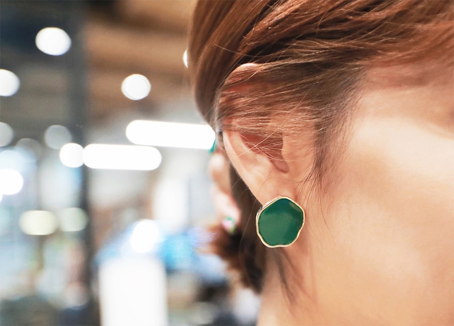 KOREA Pentagon-Shaped Color Metal Earrings #Green [Free Shipping]