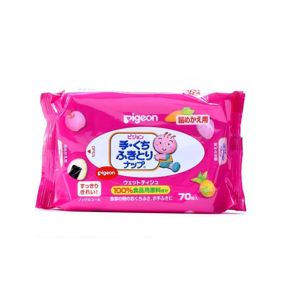 [日本直邮] 日本PIGEON贝亲 手口专用除菌湿巾替换装 70片
