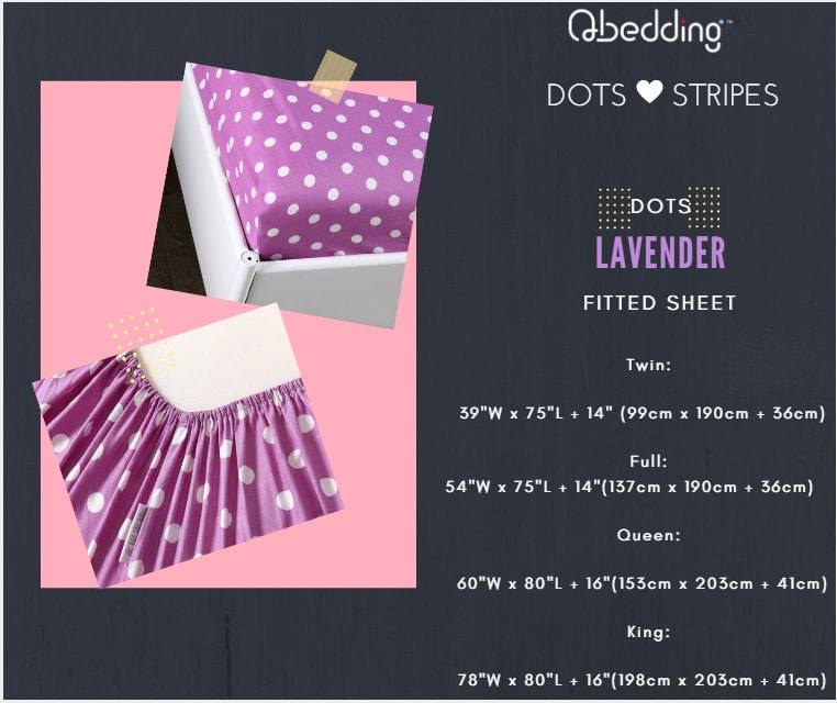 Polka Dots Fitted Sheet #Lavender King Size