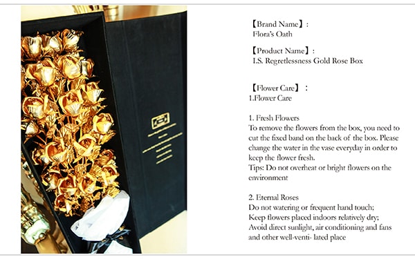 Flora's Oath Golden roses I.S. Regretlessness 24 gold roses in white box