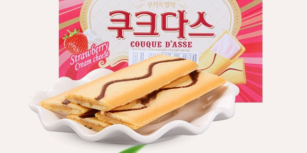 韩国CROWN 草莓奶油夹心薄脆饼 288g