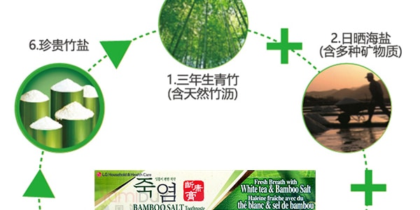 韓國LG 天然植物配方清新竹鹽牙膏 160g 保護牙齦 減少牙菌斑