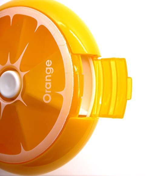 Fruit Shape Pill Box 7 Day Round Tray Medicine Vitamins Container Orange