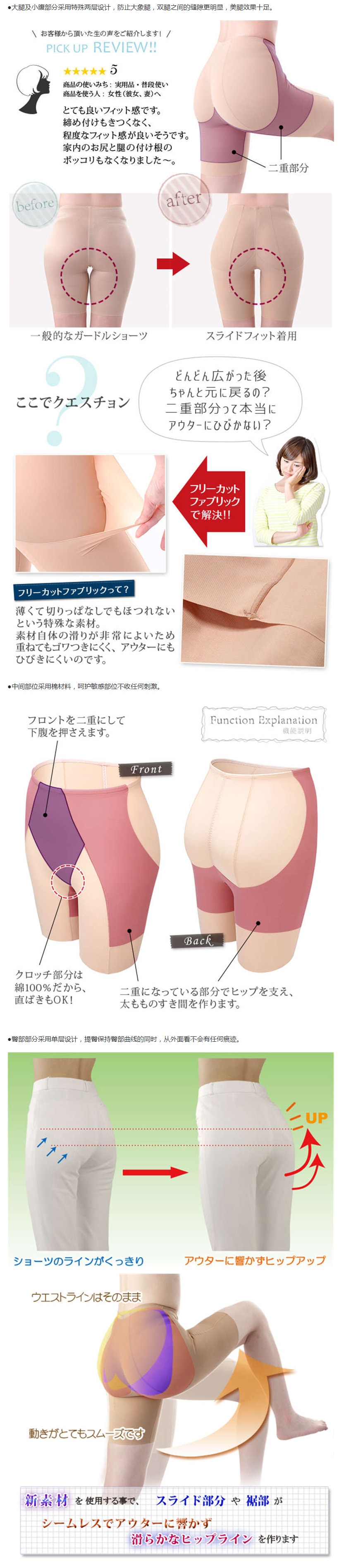 [日本直邮]YUMEHAN梦企觉 Slide Fit 中高腰塑身提臀裤  #米色 L
