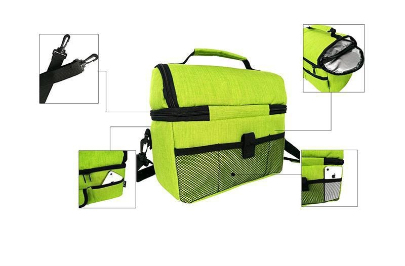 Large Capacity with Adjustable Shoulder Strap Lunch Bag New Green
