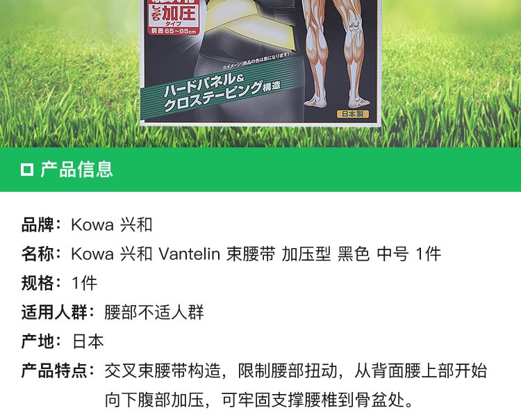 [日本直邮] 日本KOWA興和 Vantelin 束腰带 加压型 #黑色 中号 1件
