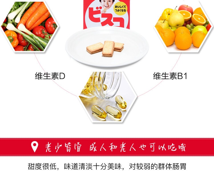 [日本直邮] 日本GLICO格力高 BISCO乳酸菌幼儿夹心曲奇饼干 15枚