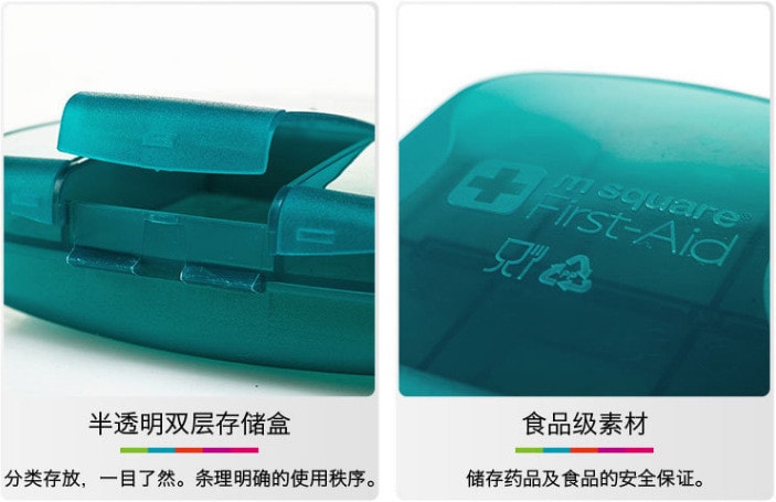 Wallet Design Case Square Pill Organizer Storage Box with Multi-Pockets Travel Bag #blue 100gram