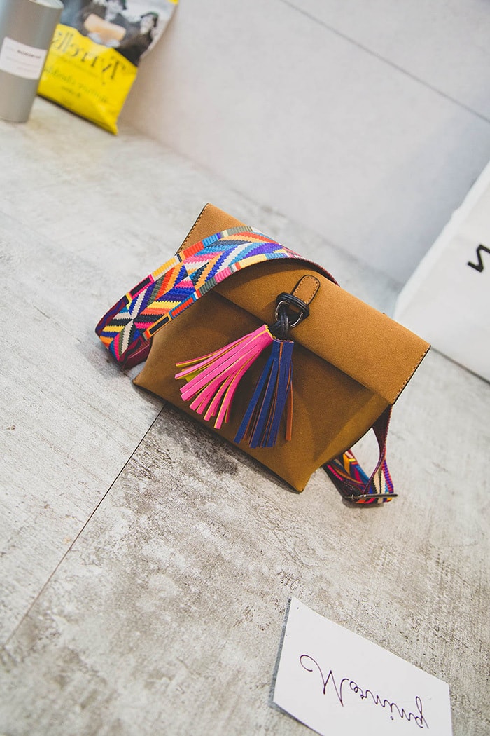 Lint Handbag with Bohemia Shoulder Strap #Brown