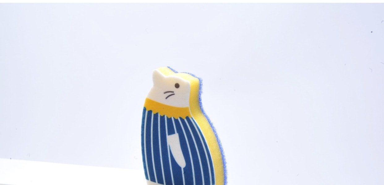 [日本直邮] 日本MARNA 坐立式猫状海绵 竖条纹款